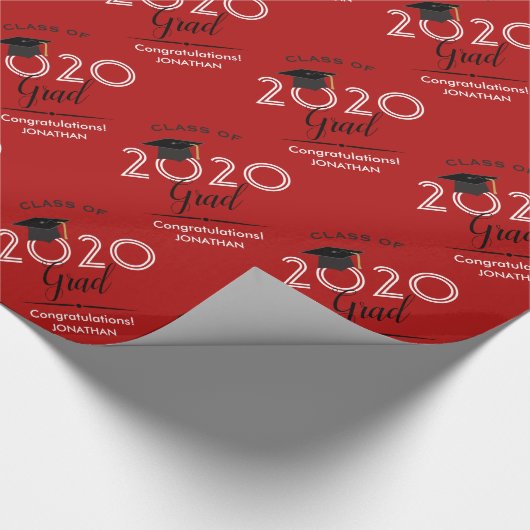 Klasse 2020 Grad | Rot Geschenkpapier (Ecke)