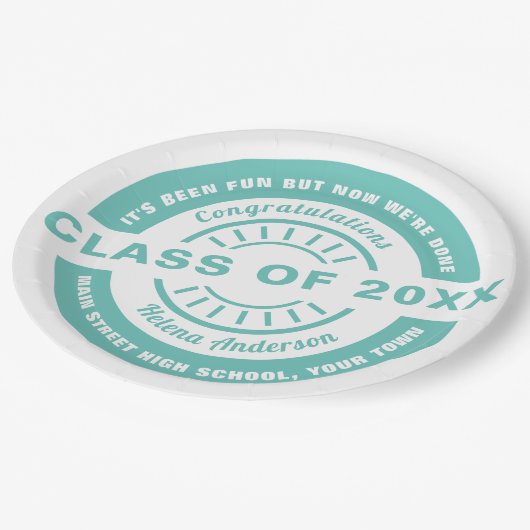 Klasse 2020 oder jedes Jahr Abschluss-Vorlage Pappteller (Schrägansicht)