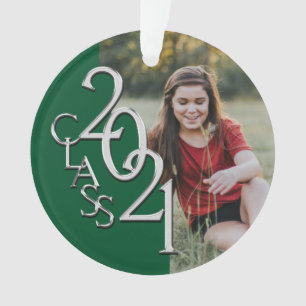 Klasse 2021 Blau und Silber mit Foto Ornament