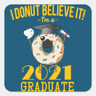 Klasse 2021 Donut Meme Funny Abschluss Quadratischer Aufkleber