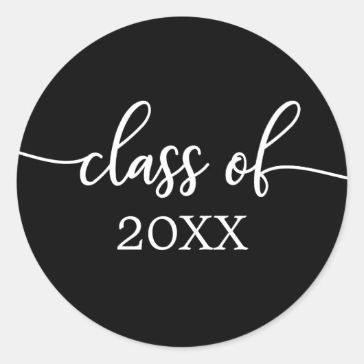 Klasse 2021 Einfache Chic Calligraphy Classic Roun Runder Aufkleber (Vorderseite)