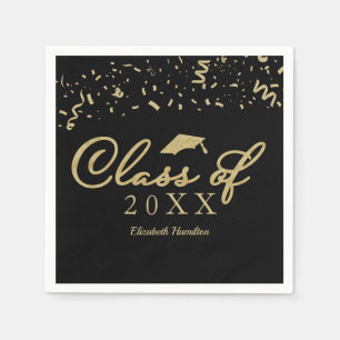 Klasse 2021 Gold Schrift Absolventenfeier Schwarz Serviette