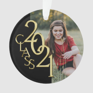Klasse 2021 Gold und Schwarz mit Foto Ornament