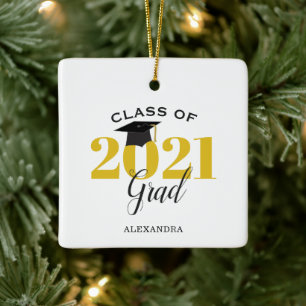 Klasse 2021 Graduate Modern Gold and Black Keramikornament