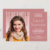 Klasse 2021 Graduate Pink Glitzer Custom Foto Ankündigung (Vorne/Hinten)