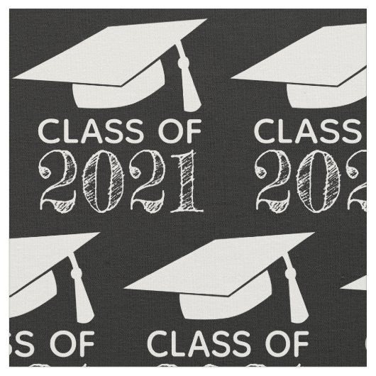Klasse 2021 Graduation Cap Black Stoff (Nahaufnahme)