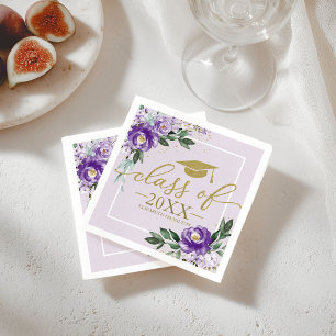 Klasse 2021 Lila Lavendel Blumen Abschlussfeier Serviette