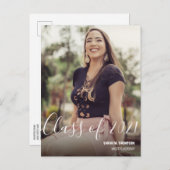 Klasse 2021 Name des Fotos für weibliche Hochschul Ankündigungspostkarte (Vorne/Hinten)