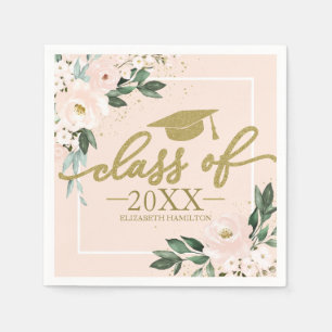 Klasse 2021 Pink Blush Florale Abschlussfeier Serviette