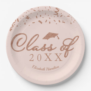 Klasse 2021 Roségoldfolie Abschlussfeier Rosa Pappteller