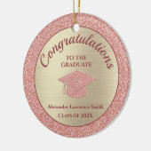 Klasse 2022 Abschluss Pink Gold Glitzer Foto Keramik Ornament (Links)