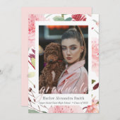 Klasse 2022 Blush Floral 2 Foto Abschluss Ankündigung (Vorne/Hinten)