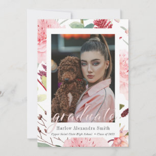 Klasse 2022 Blush Floral 2 Foto Abschluss Ankündigung
