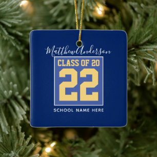 Klasse 2022 Elegant Royal Blue Gold Abschluss Keramikornament