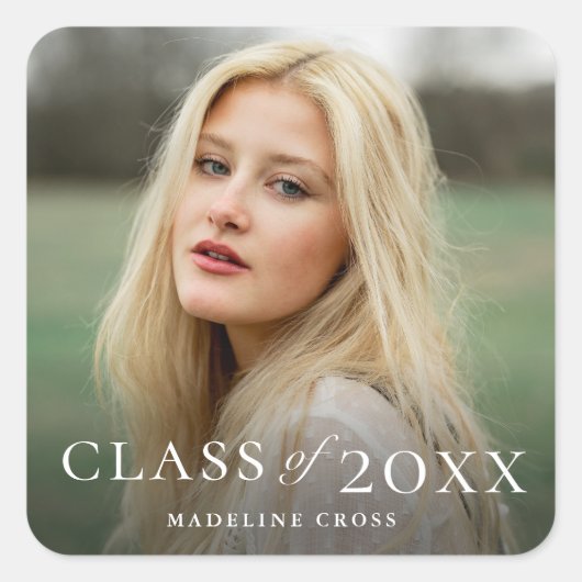 Klasse 2022 Foto Abschluss Square Quadratischer Aufkleber (Vorderseite)