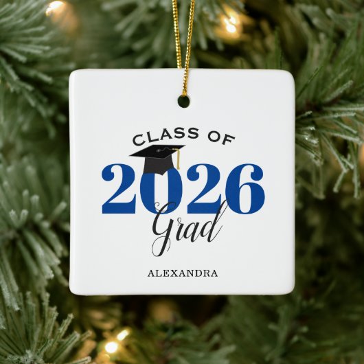 Klasse 2022 Graduate Modern Dark Blue Keramikornament (Baum)