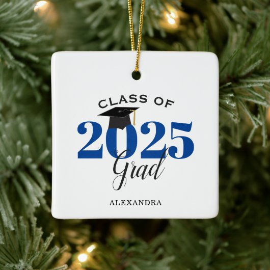 Klasse 2022 Graduate Modern Dark Blue Keramikornament (Baum)