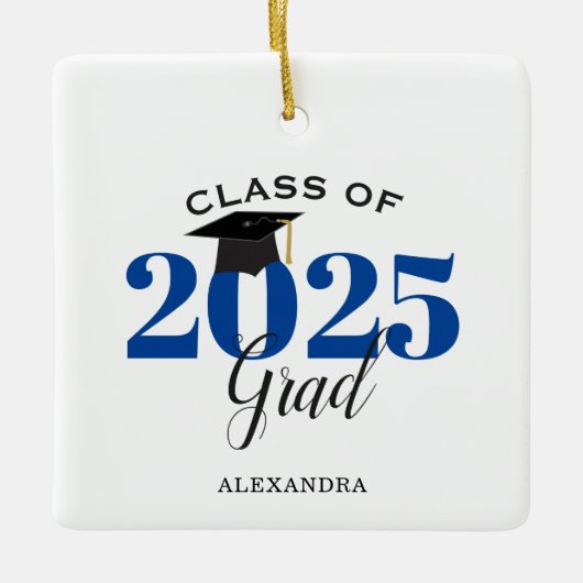 Klasse 2022 Graduate Modern Dark Blue Keramikornament (Vorderseite)