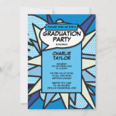 Klasse 2022 Graduation Party Comic Fun Blue Einladung (Vorderseite)