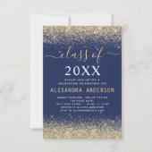 Klasse 2022 Graduation Party Gold Navy Blue Einladung (Vorderseite)