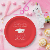 Klasse 2022 Graduationsstufe (rot) Pappteller (Party)