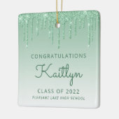 Klasse 2022 Green Glitzer Tropfen Foto Abschluss Keramikornament (Links)