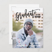 Klasse 2022 Moderner Foto-Abschluss für Pinselstri Einladungspostkarte (Vorne/Hinten)