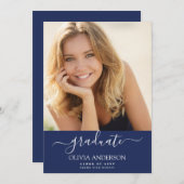 Klasse 2022 Navy Blue Foto Abschluss Einladung (Vorne/Hinten)