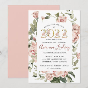 Klasse 2022 Rosa Rose Abschluss Invitati Einladung