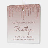 Klasse 2022 Rose Gold Glitzer Foto Abschluss Keramikornament (Links)