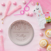 Klasse 2022 Rose Gold Glitzer Tropfen Abschluss Pappteller (Party)