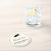 Klasse 2022 Schwarz-weiß und Gold Grad Vielen Dank Runder Pappuntersetzer (Vor Ort)