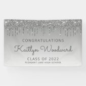 Klasse 2022 Silver Glitzer Tropfen Abschluss Banner (Horizontal)