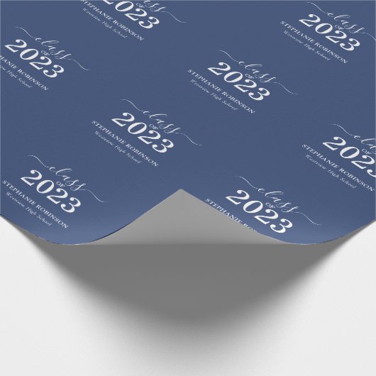 Klasse 2023 Abschluss Blue Geschenkpapier (Ecke)