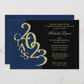 Klasse 2023 Abschluss Blue und Gold Einladung (Vorne/Hinten)