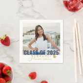 Klasse 2023 Abschluss Foto Blue Gold Serviette (Beispiel)