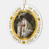 Klasse 2023 Abschluss Foto White | Gold Keramik Ornament (Links)