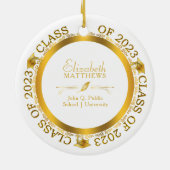 Klasse 2023 Abschluss Foto White | Gold Keramik Ornament (Hinten)