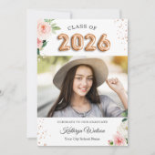 Klasse 2023 Abschluss Rose Gold Ballon Floral Ankündigung (Vorderseite)