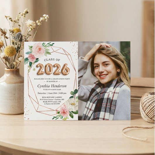 Klasse 2023 Ballon Letters Foto Abschluss Einladung