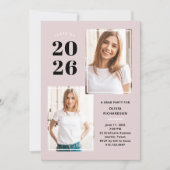 Klasse 2023 | Drei Foto Rosa Grad Party Einladung (Vorderseite)