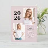 Klasse 2023 | Drei Foto Rosa Grad Party Einladung (Stehend Vorderseite)