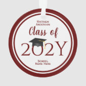 Klasse 2023 Einfaches Elegantes Burgund-Abschluss Ornament (Rückseite)