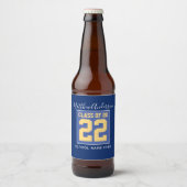 Klasse 2023 Elegant Royal Blue & Gold Abschluss Bierflaschenetikett (Vorderseite)