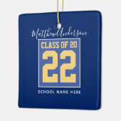 Klasse 2023 Elegant Royal Blue Gold Abschluss Keramikornament (Links)