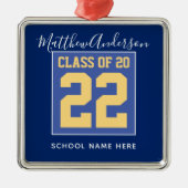 Klasse 2023 Elegant Royal Blue & Gold Abschluss Ornament Aus Metall (Vorne)