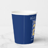 Klasse 2023 Elegant Royal Blue & Gold Abschluss Pappbecher (Rechts)