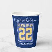 Klasse 2023 Elegant Royal Blue & Gold Abschluss Pappbecher (Vorderseite)