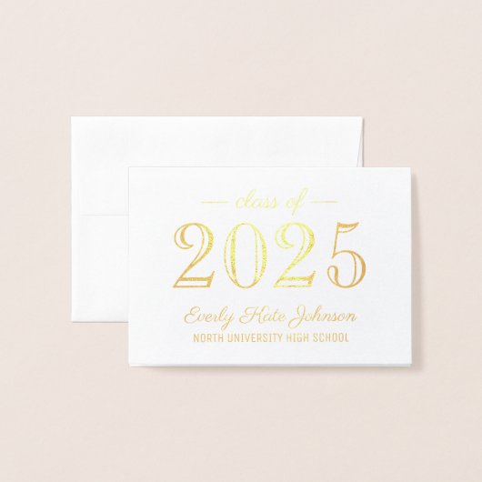 Klasse 2023 Eleganter Abschluss Danke Gold Folienkarte (Vorderseite mit Umschlag)
