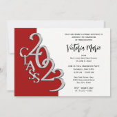 Klasse 2023 Foto Abschluss Red Silver Invitati Einladung (Rückseite)